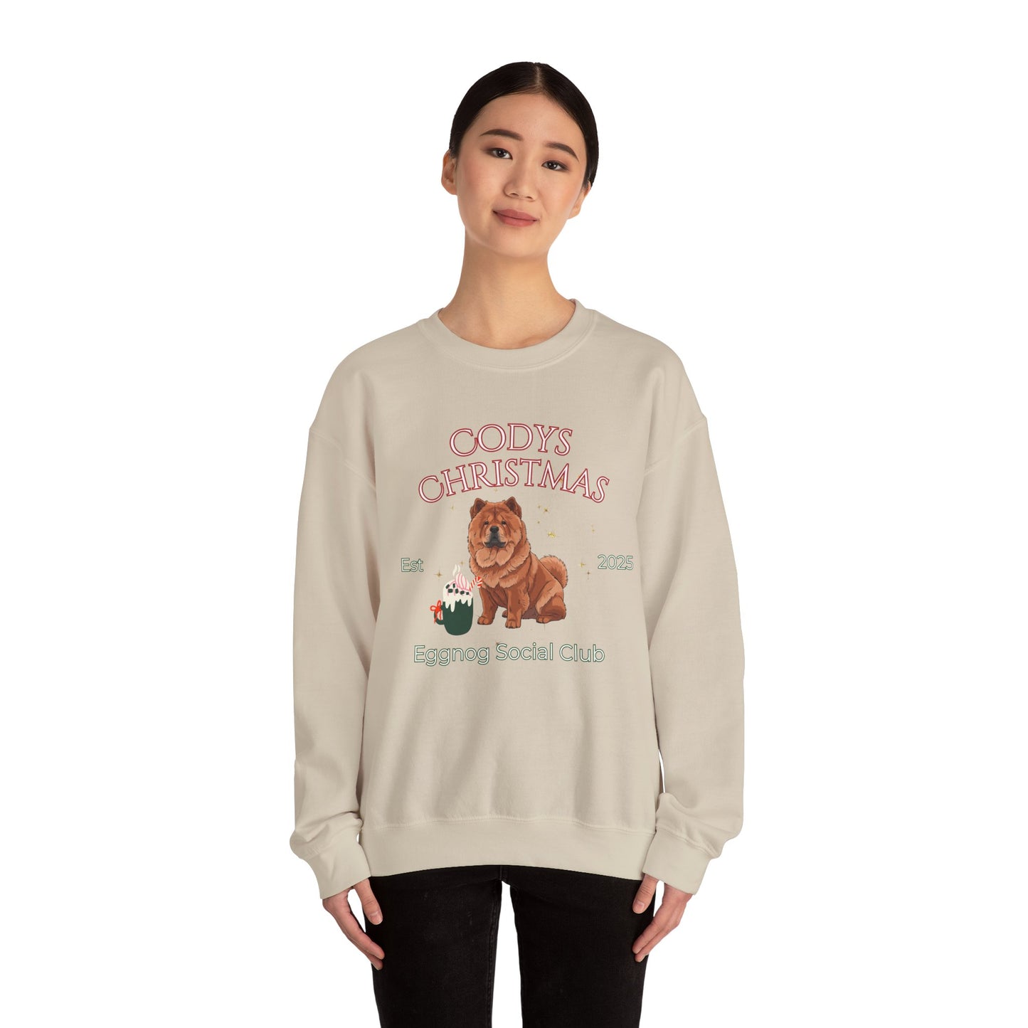 Chow Chow Dog Christmas Social Club Unisex Heavy Blend Crewneck Sweatshirt Custom Name