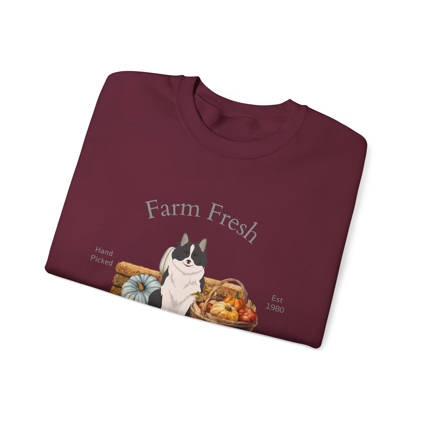 Icelandic Sheepdog Dog Fall Farm Fresh Unisex Heavy Blend Crewneck Sweatshirt