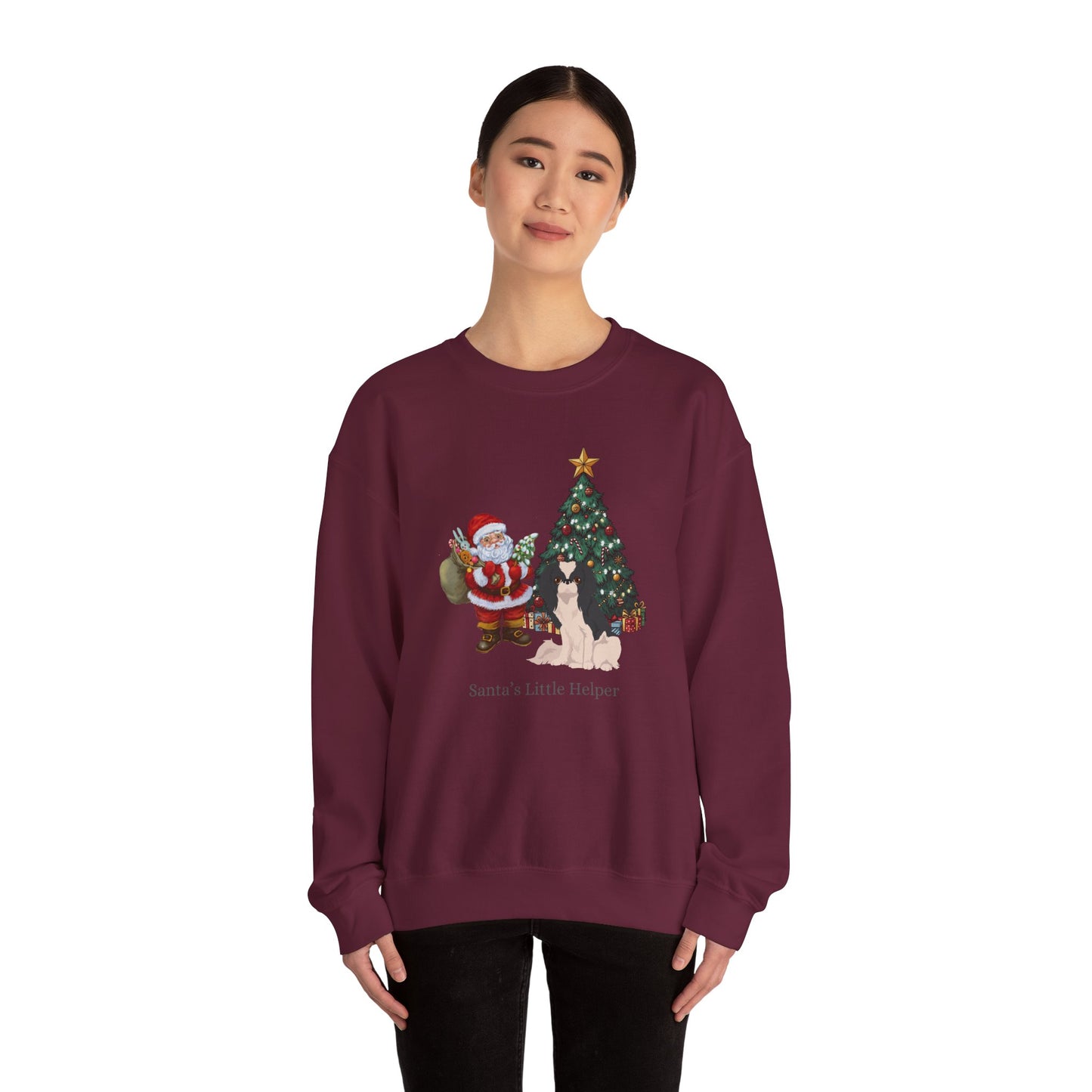 Japanese Chin Dog Santa's Little Helper Unisex Heavy Blend Crewneck Sweatshirt