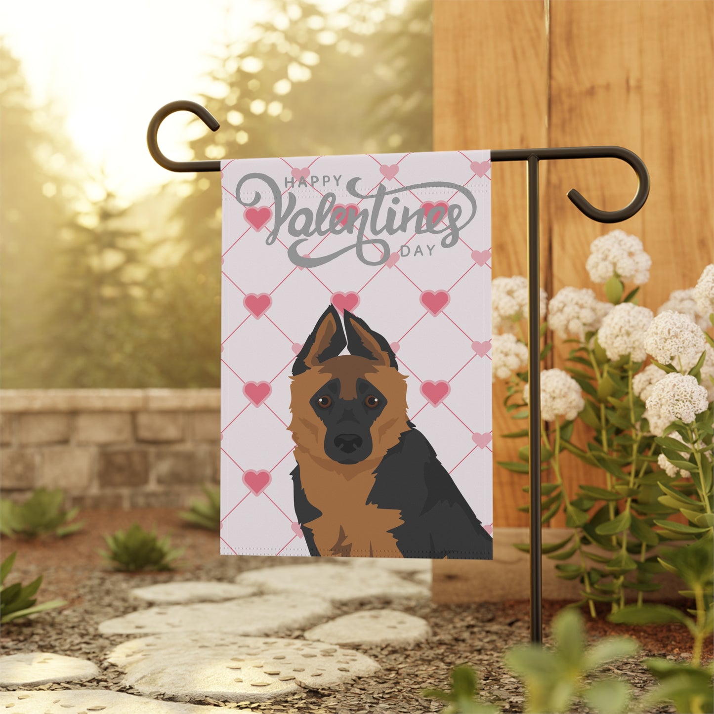 German Shepherd Dog Valentines Day Garden Flag