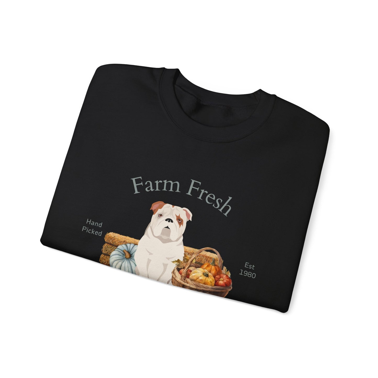 Bulldog Dog Fall Farm Fresh Unisex Heavy Blend Crewneck Sweatshirt