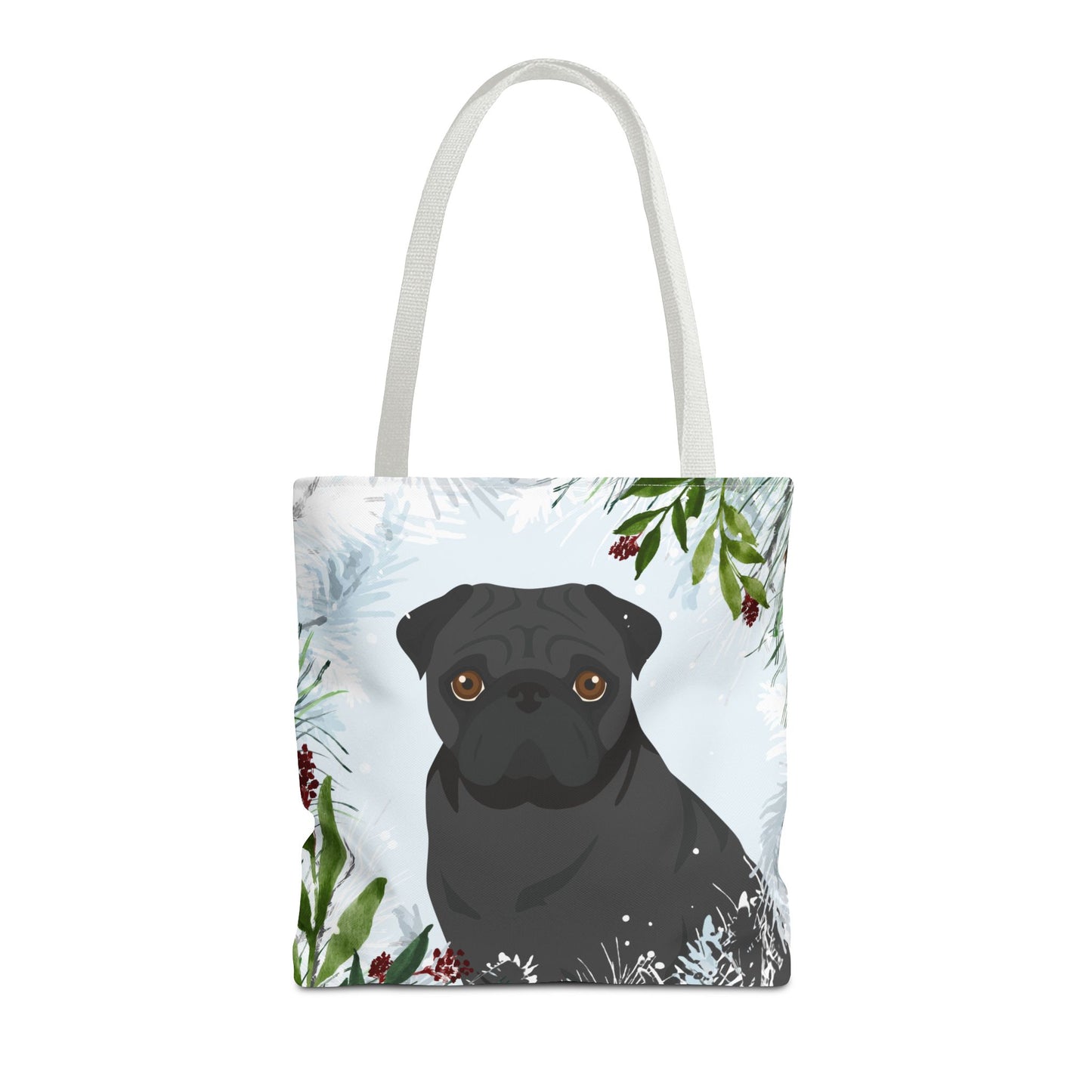 Pug Dog Christmas Holiday Tote Bag 16x16