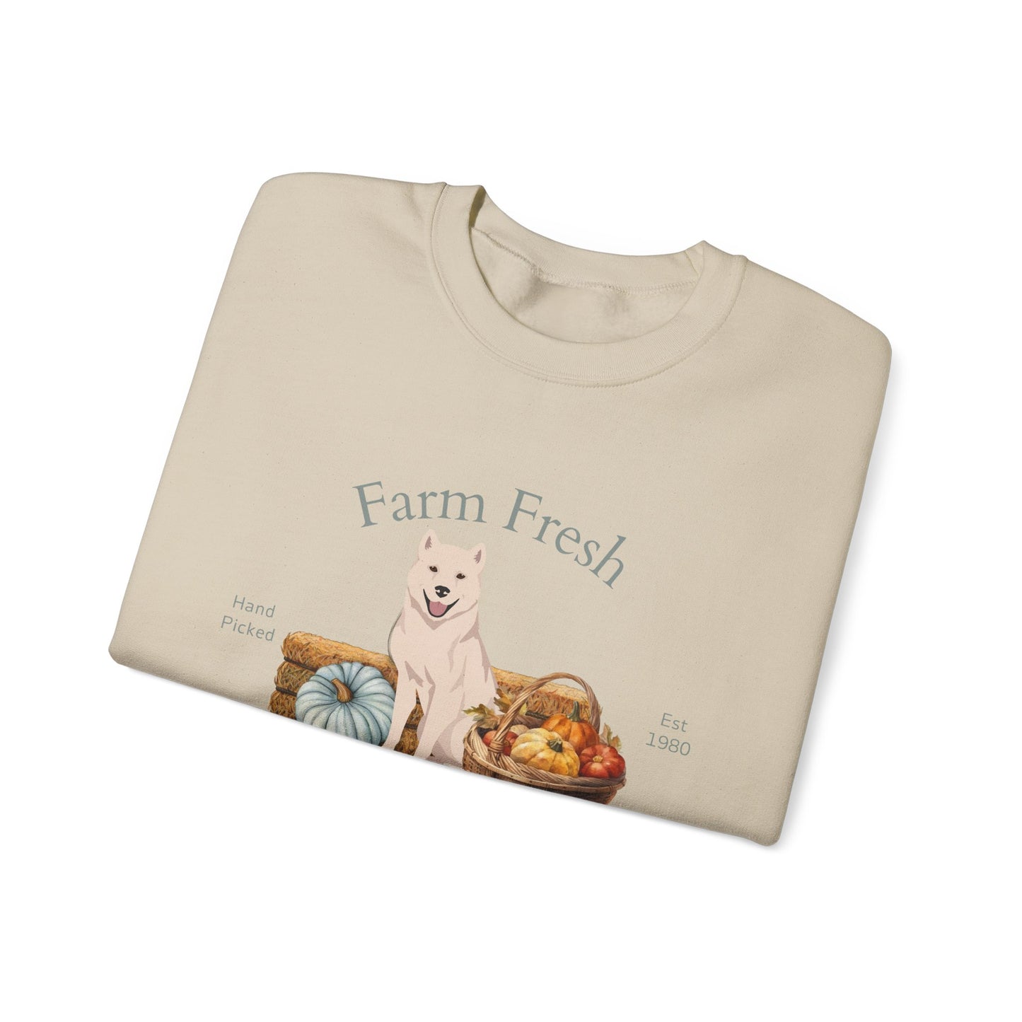 Kishu Ken Dog Fall Farm Fresh Unisex Heavy Blend Crewneck Sweatshirt