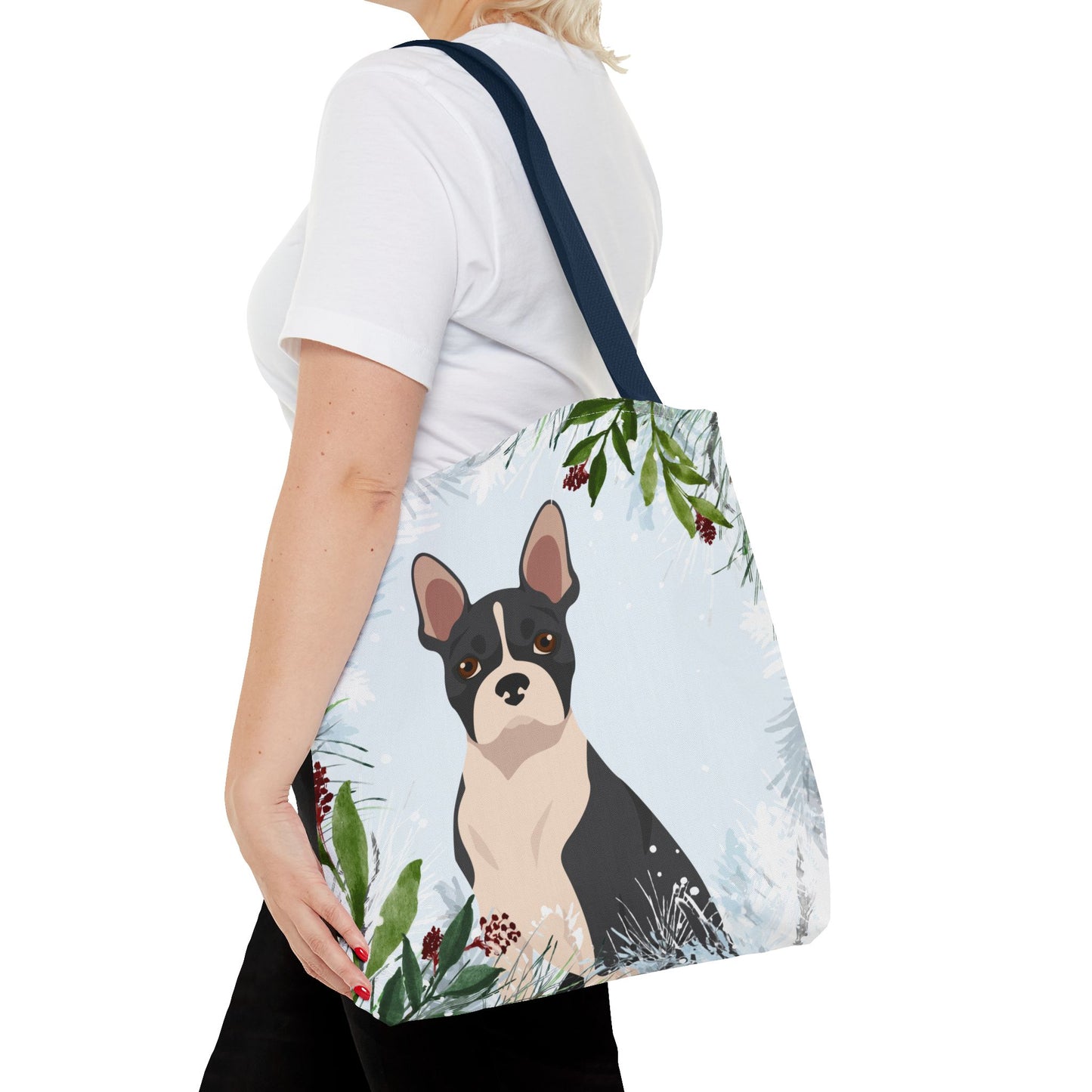Boston Terrier Dog Christmas Holiday Tote Bag 16x16