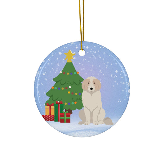 Great Pyrenees Dog Christmas Ceramic Ornament