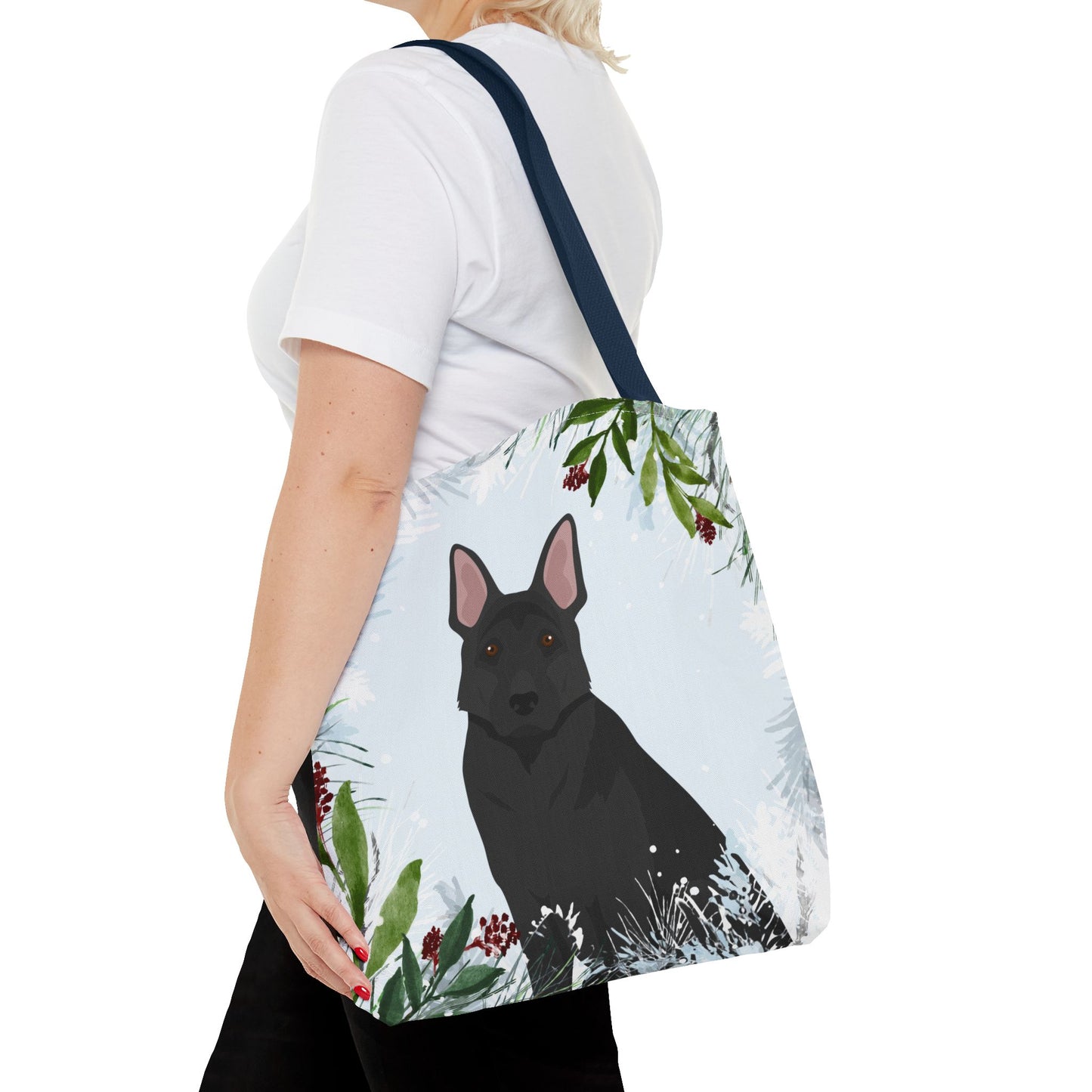 German Shepherd Dog Christmas Holiday Tote Bag 16x16
