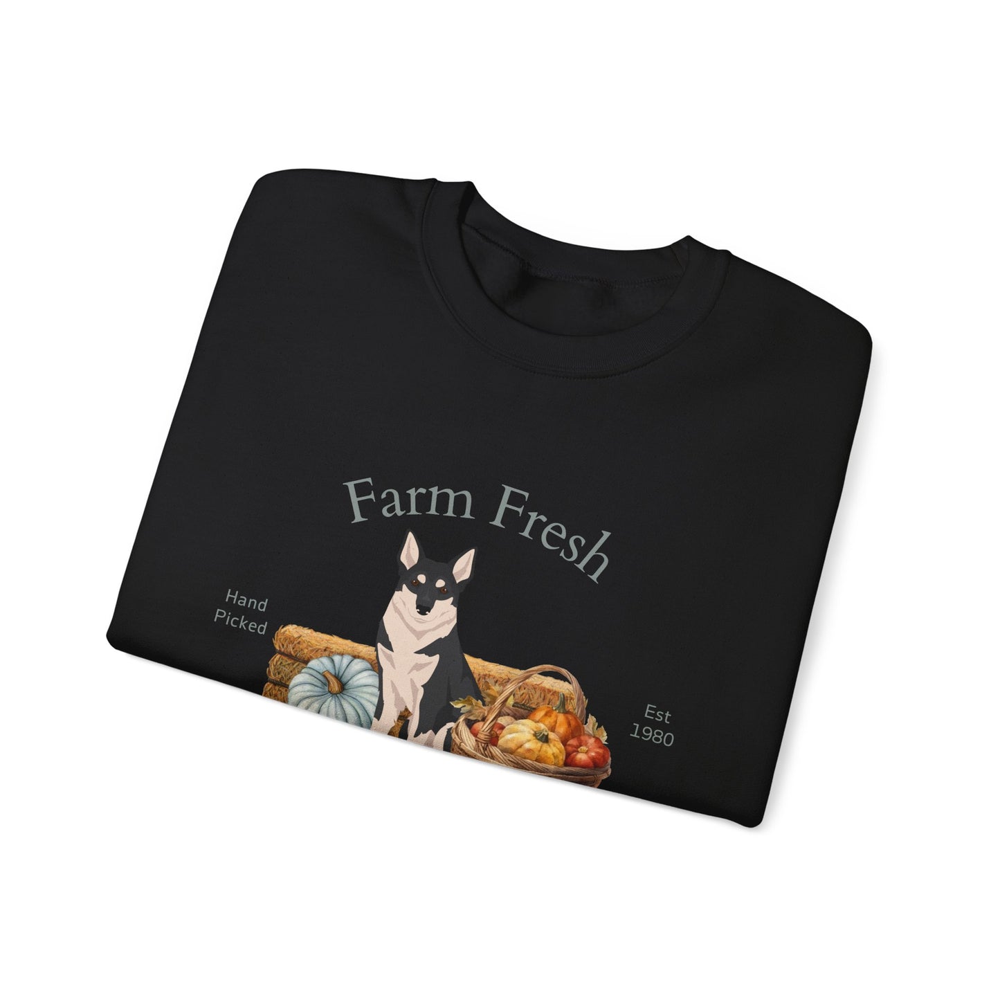 Swedish Elkhound Dog Fall Farm Fresh Unisex Heavy Blend Crewneck Sweatshirt