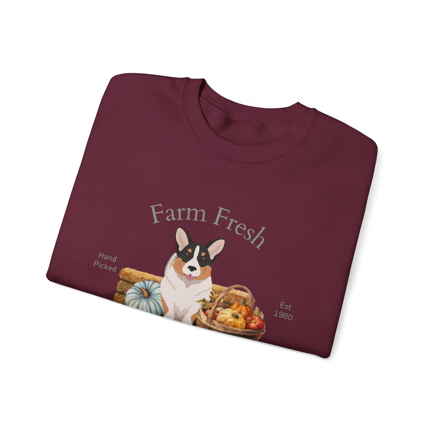 Cardigan Welsh Corgi Dog Fall Farm Fresh Unisex Heavy Blend Crewneck Sweatshirt