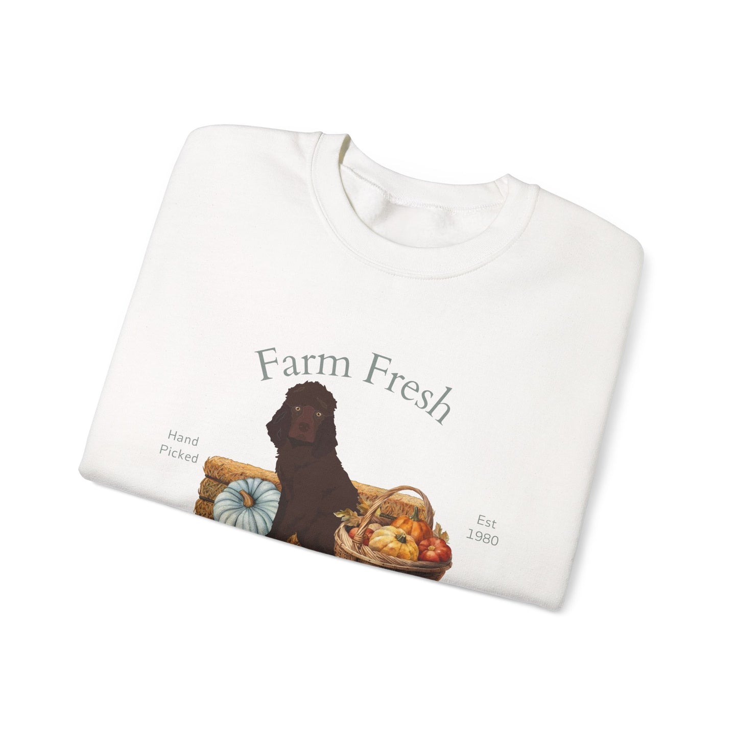 Irish Water Spaniel Dog Fall Farm Fresh Unisex Heavy Blend Crewneck Sweatshirt