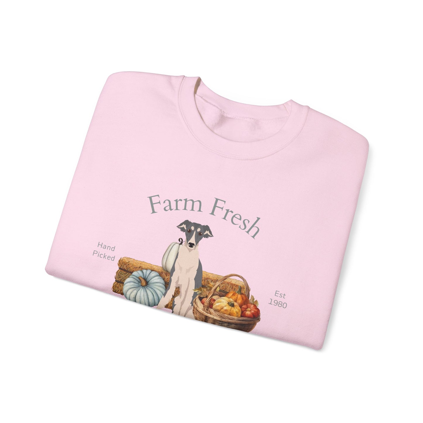 Silken Windhound Dog Fall Farm Fresh Unisex Heavy Blend Crewneck Sweatshirt