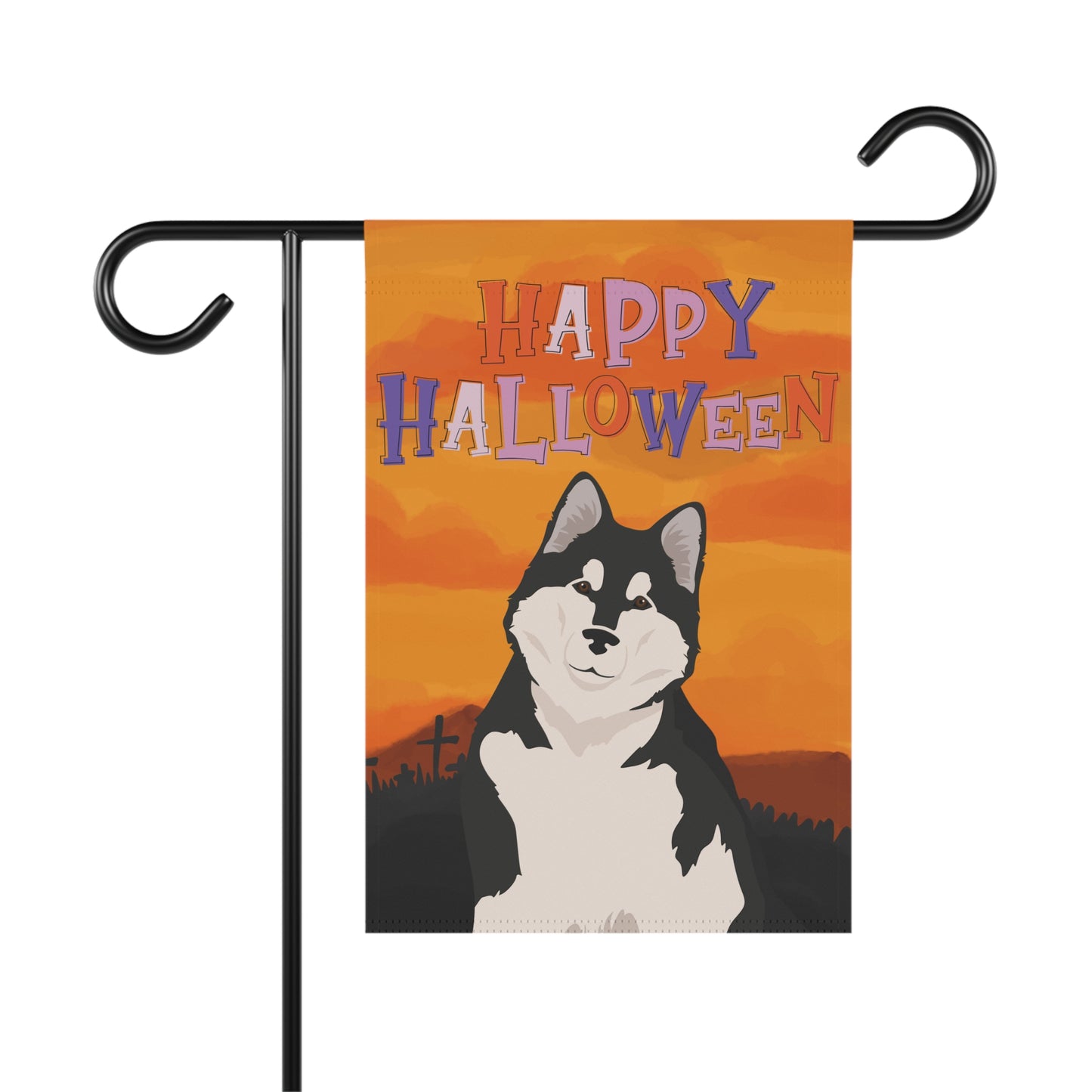Alaskan Malamute Dog Halloween Garden Flag