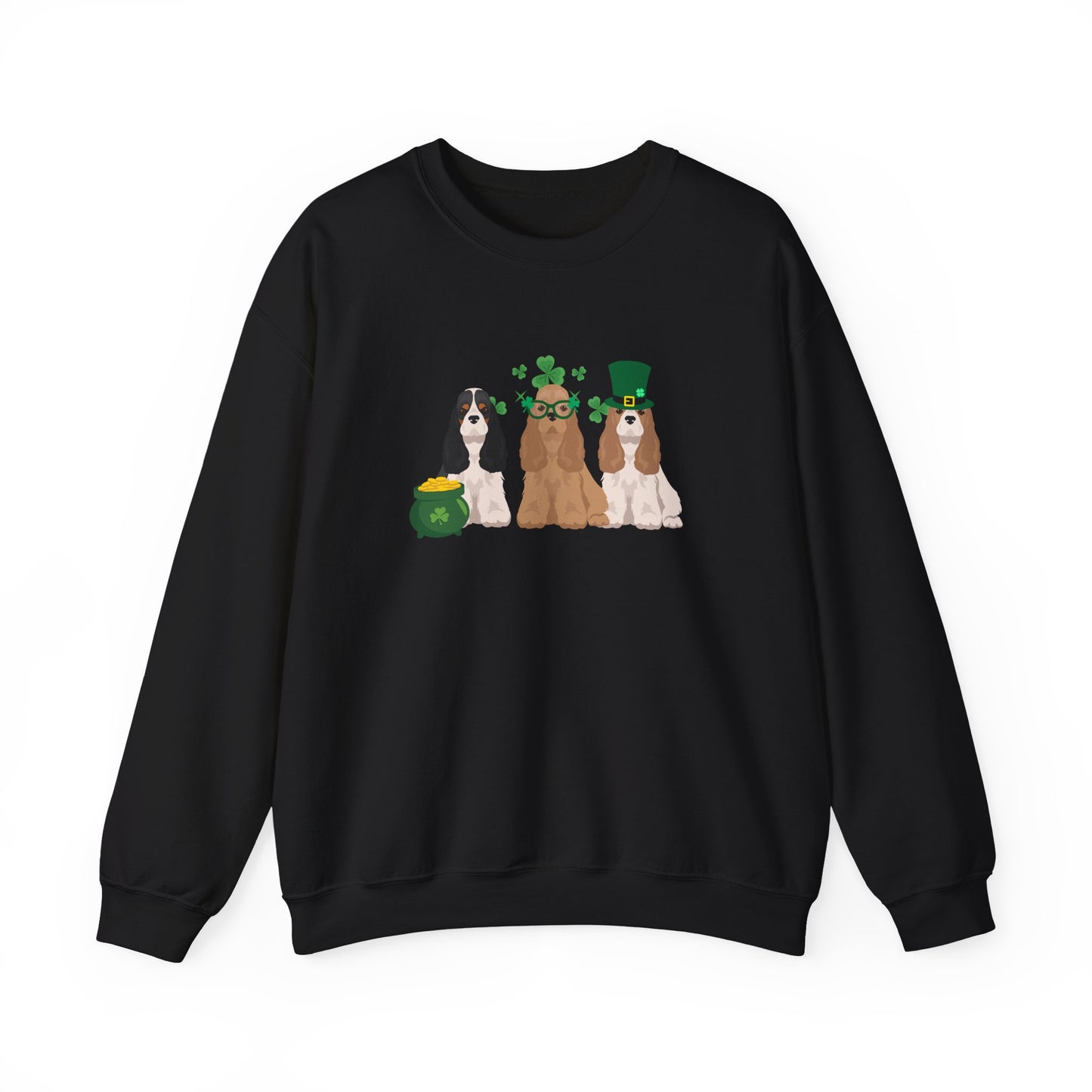 Cocker Spaniel Dog St Patricks Day Unisex Heavy Blend Crewneck Sweatshirt, St Pattys day, Cute Dog Mom Gift