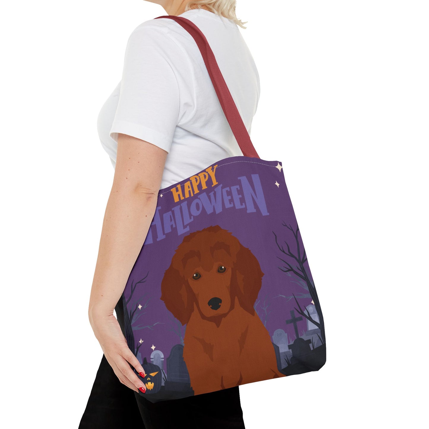 Poodle Dog Happy Halloween Tote Bag 16x16