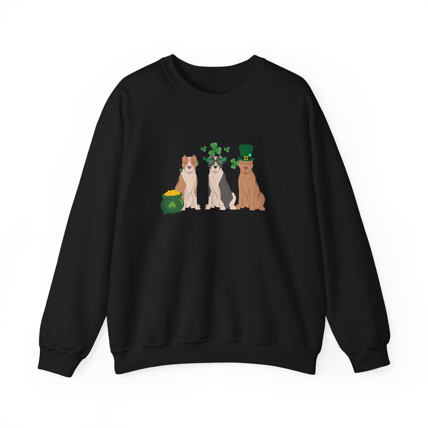 American Staffordshire Terrier Dog St Patricks Day Unisex Heavy Blend Crewneck Sweatshirt, St Pattys day, Cute Dog Mom Gift