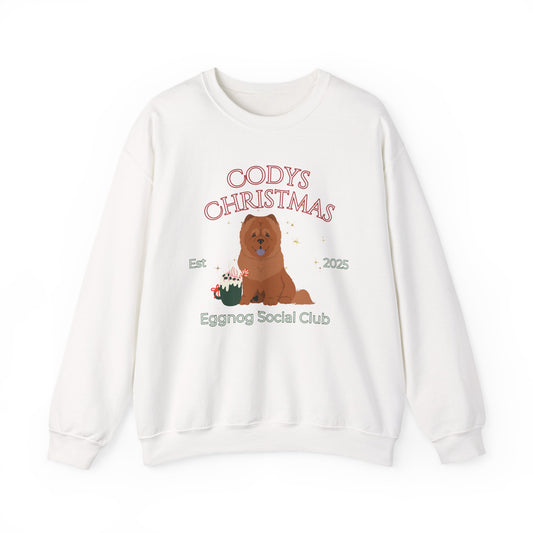 Chow Chow Dog Christmas Social Club Unisex Heavy Blend Crewneck Sweatshirt Custom Name