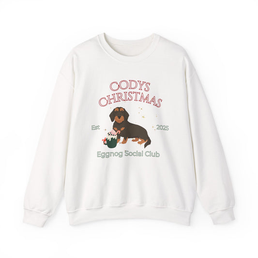 Dachshund Dog Christmas Social Club Unisex Heavy Blend Crewneck Sweatshirt Custom Name