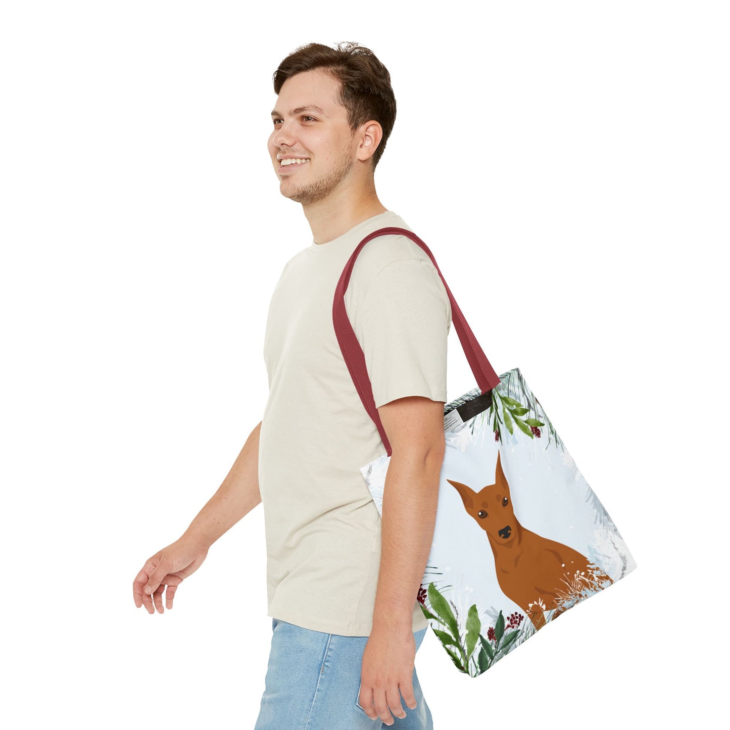 German Pinscher Dog Christmas Holiday Tote Bag 16x16