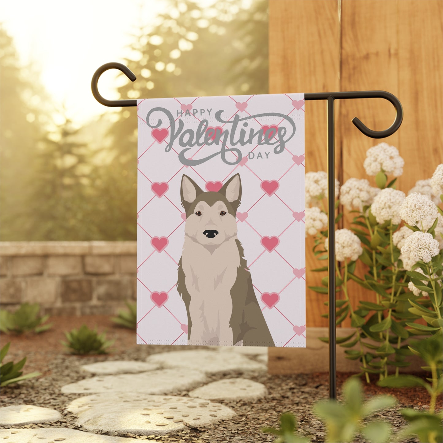 West Siberian Laika Dog Valentines Day Garden Flag
