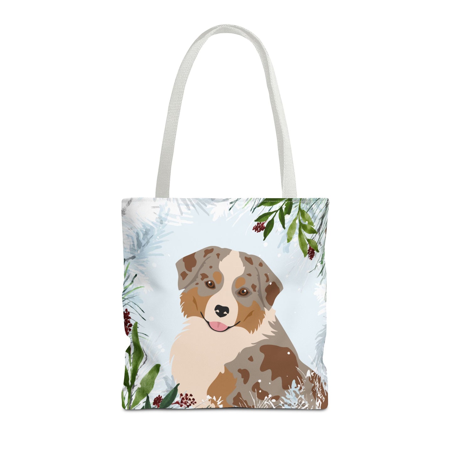 Miniature American Shepherd Dog Christmas Holiday Tote Bag 16x16