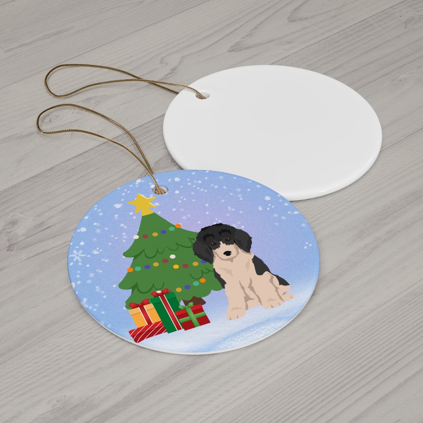 Poodle Dog Christmas Ceramic Ornament
