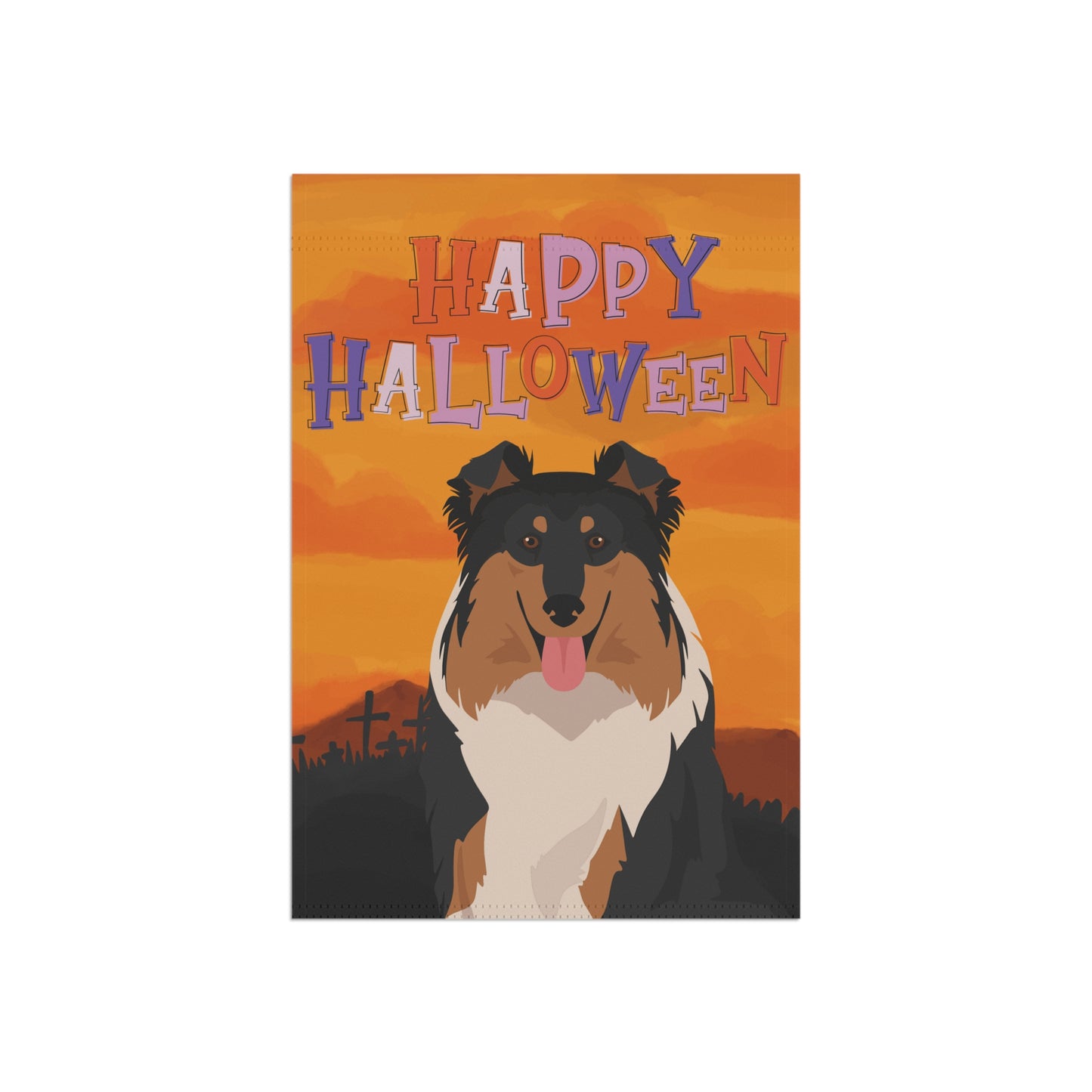 Collie Dog Halloween Garden Flag