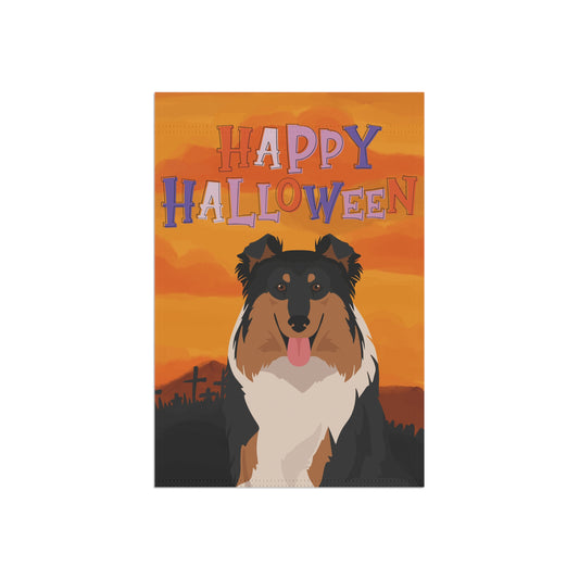 Collie Dog Halloween Garden Flag