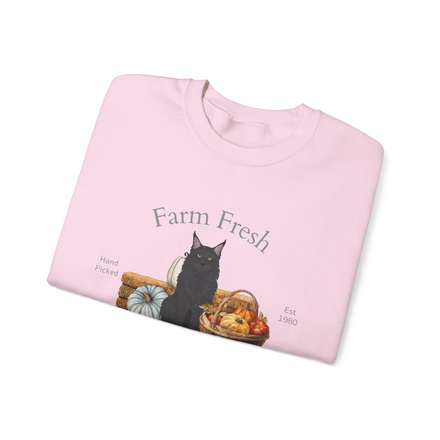 Maine Coon Cat Fall Farm Fresh Unisex Heavy Blend Crewneck Sweatshirt