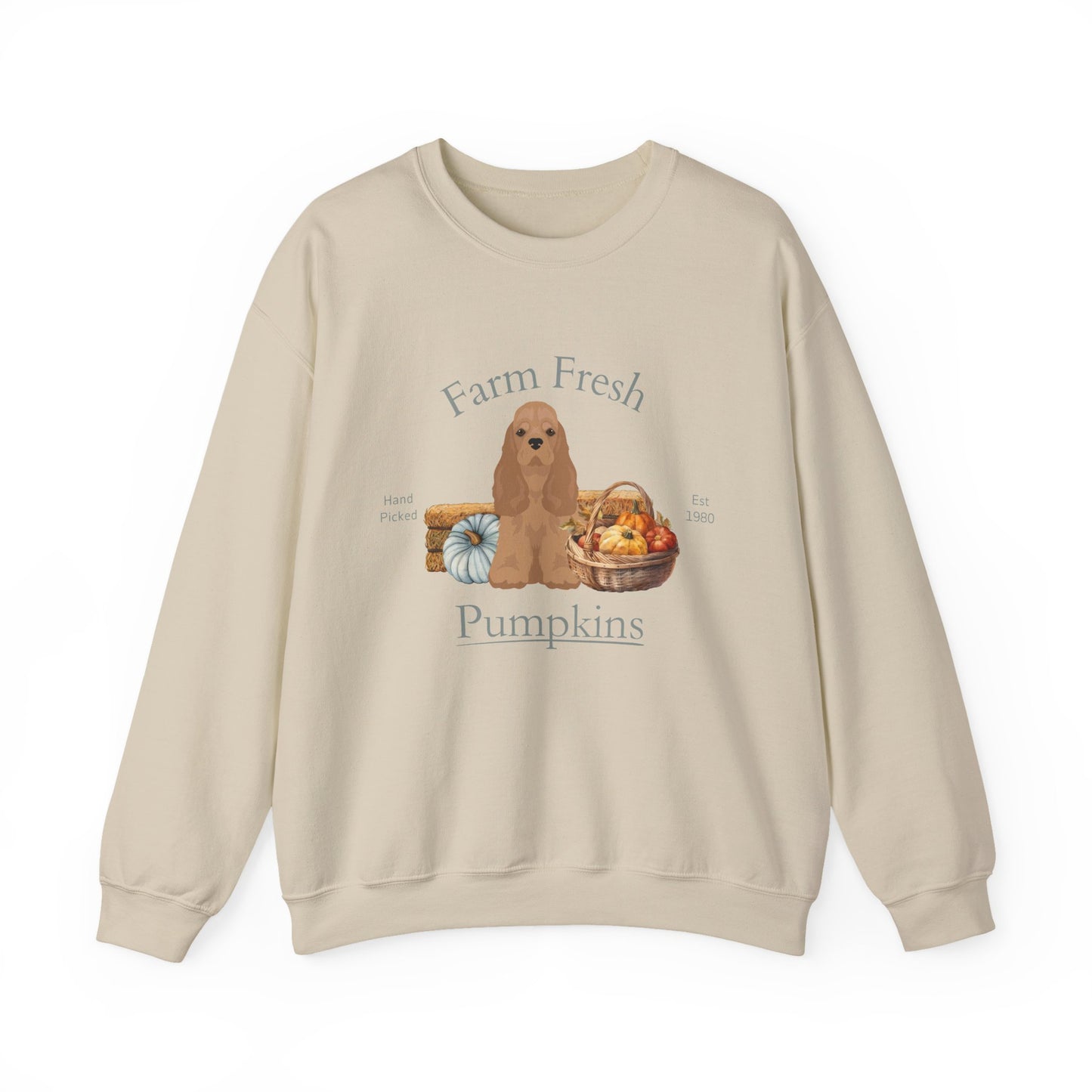 Cocker Spaniel Dog Fall Farm Fresh Unisex Heavy Blend Crewneck Sweatshirt