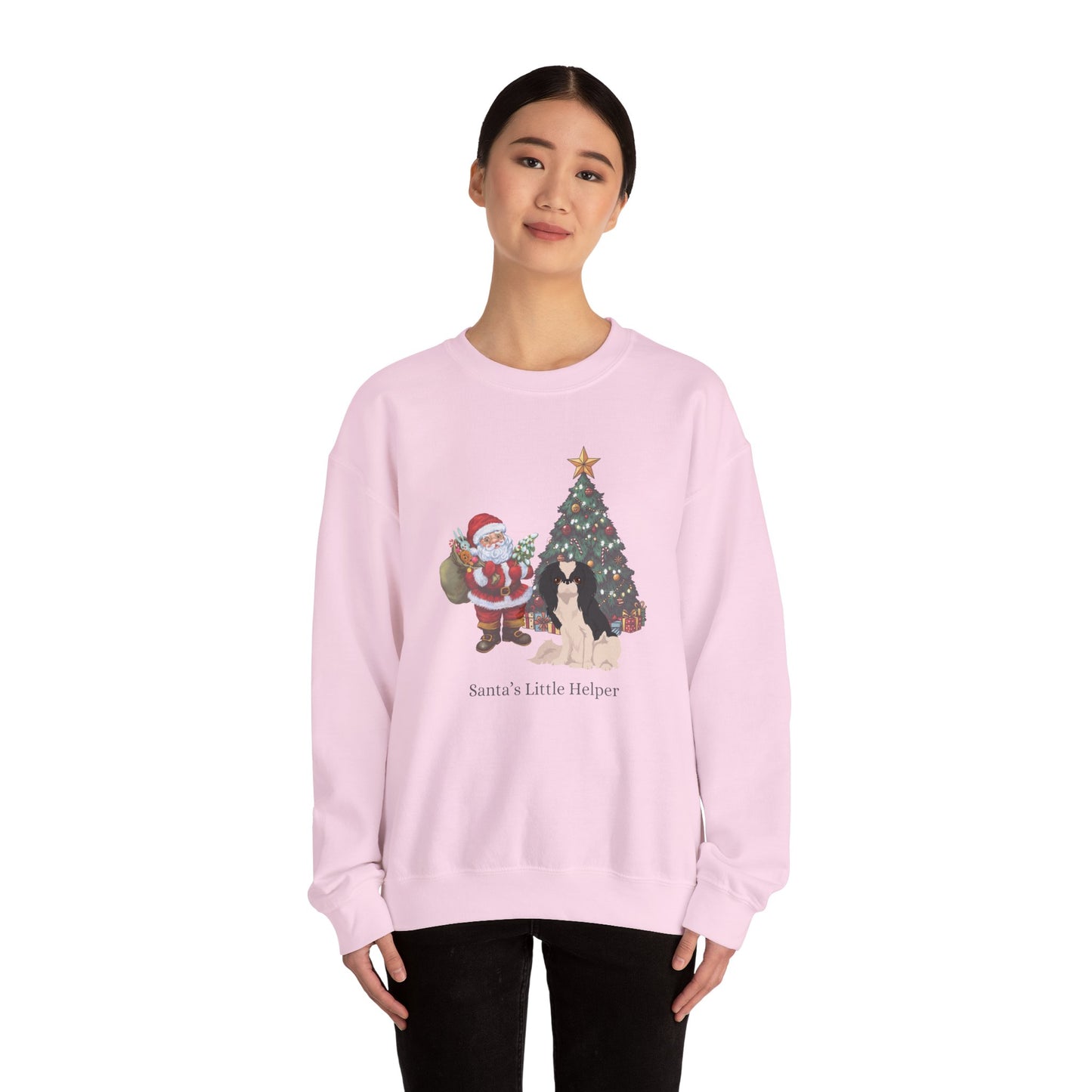 Japanese Chin Dog Santa's Little Helper Unisex Heavy Blend Crewneck Sweatshirt