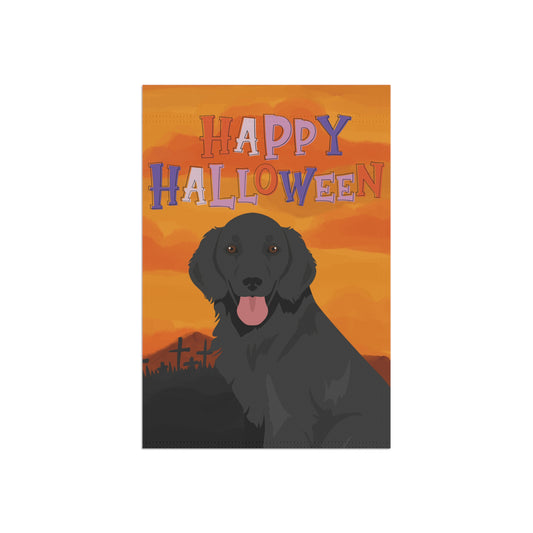 Flat Coated Retriever Dog Halloween Garden Flag