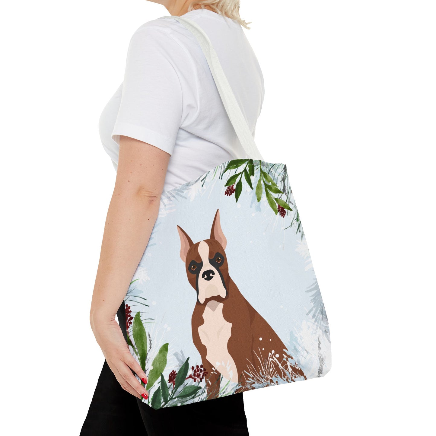 Boxer Dog Christmas Holiday Tote Bag 16x16