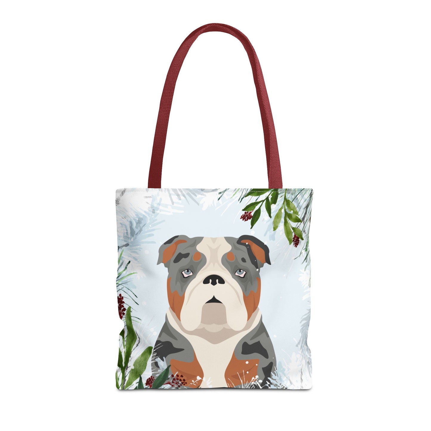 Bulldog Dog Christmas Holiday Tote Bag 16x16