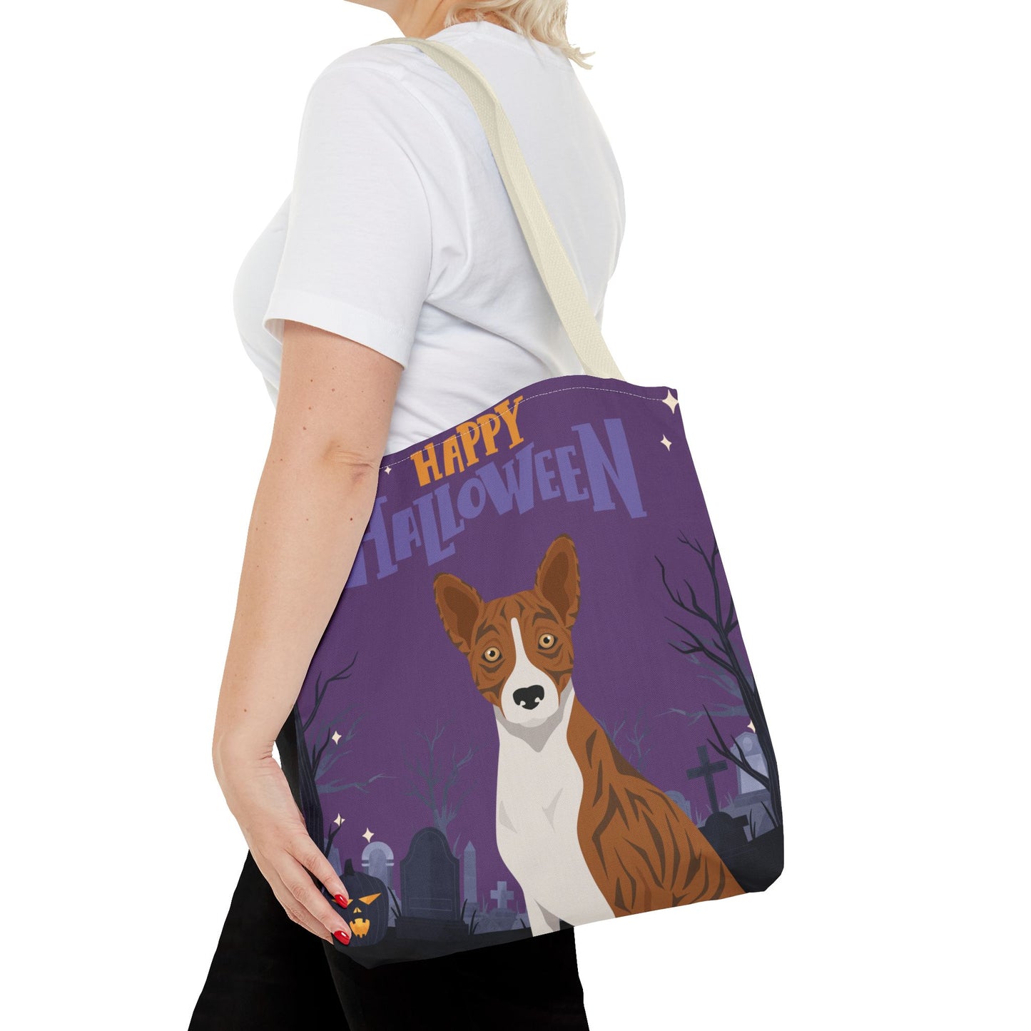 Basenji Dog Happy Halloween Tote Bag 16x16