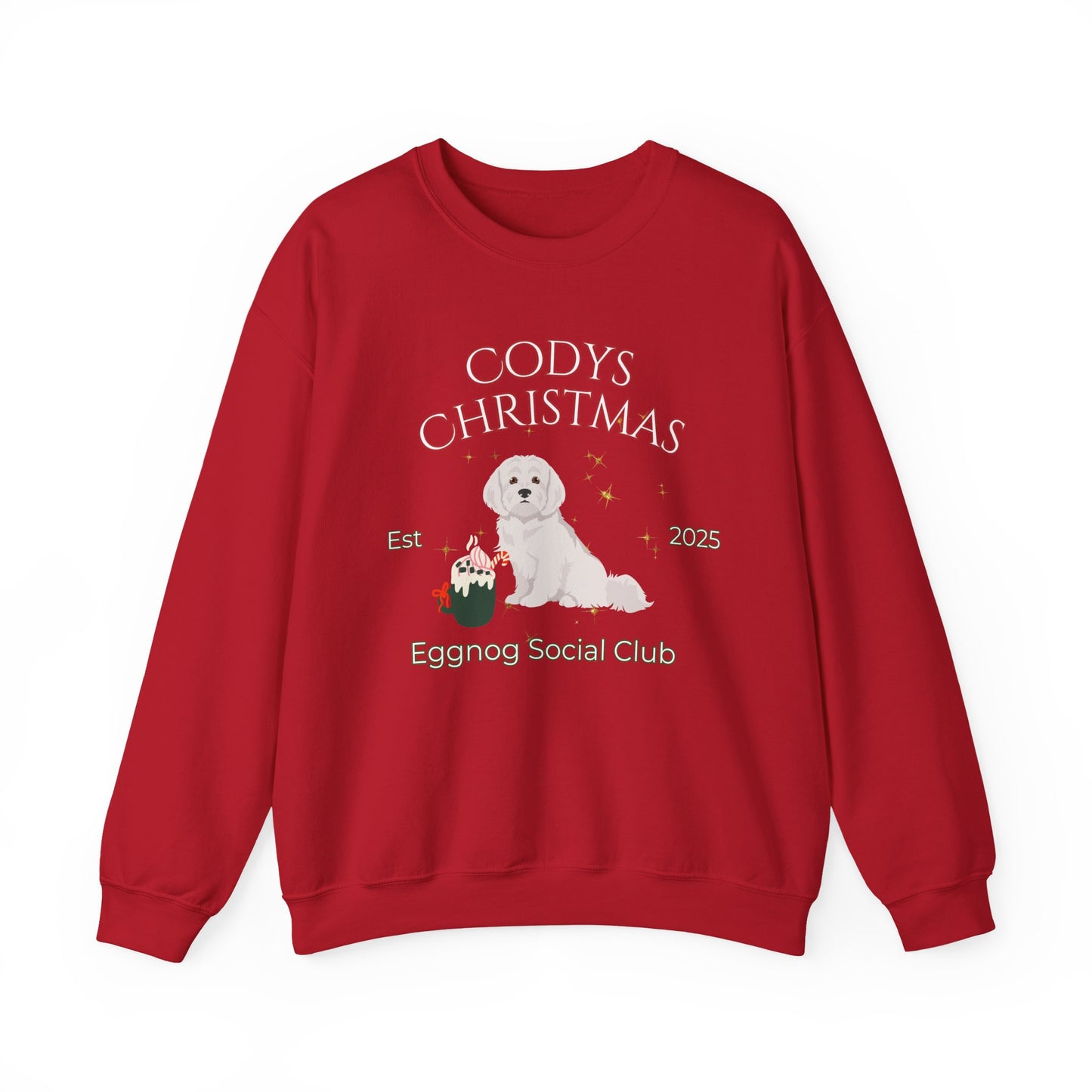 Maltese Dog Christmas Social Club Unisex Heavy Blend Crewneck Sweatshirt Custom Name