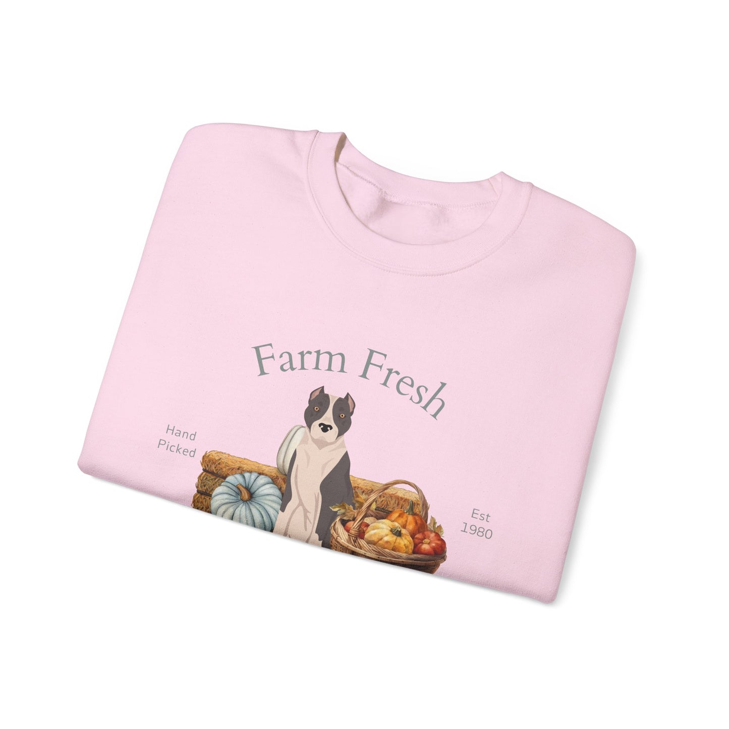 American Staffordshire Terrier Dog Fall Farm Fresh Unisex Heavy Blend Crewneck Sweatshirt
