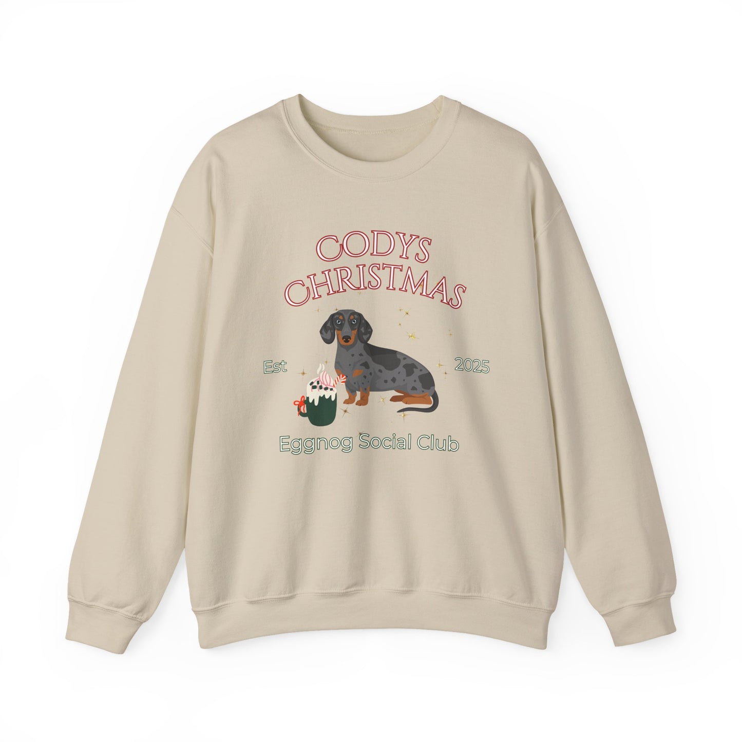 Dachshund Dog Christmas Social Club Unisex Heavy Blend Crewneck Sweatshirt Custom Name