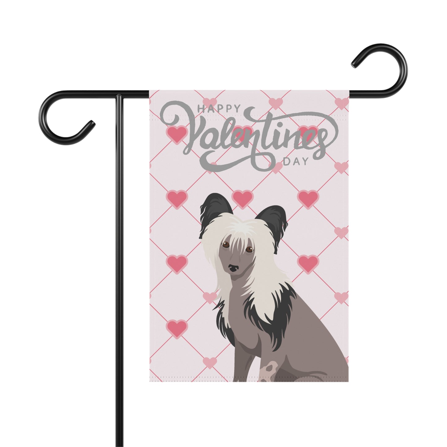 Chinese Crested Dog Valentines Day Garden Flag