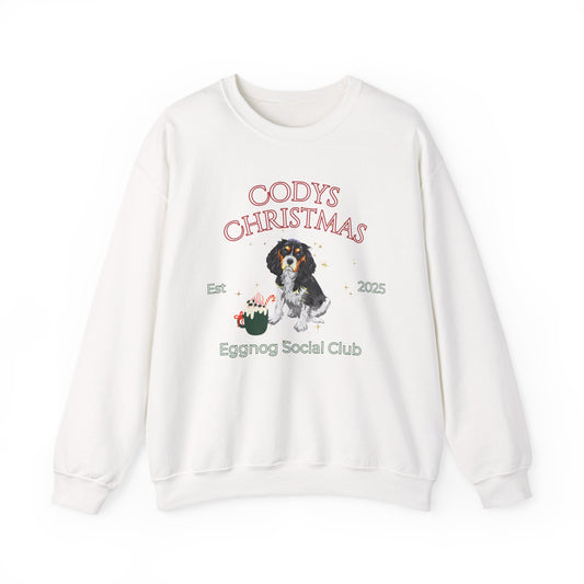 Cavalier King Charles Spaniel Dog Christmas Social Club Unisex Heavy Blend Crewneck Sweatshirt Custom Name