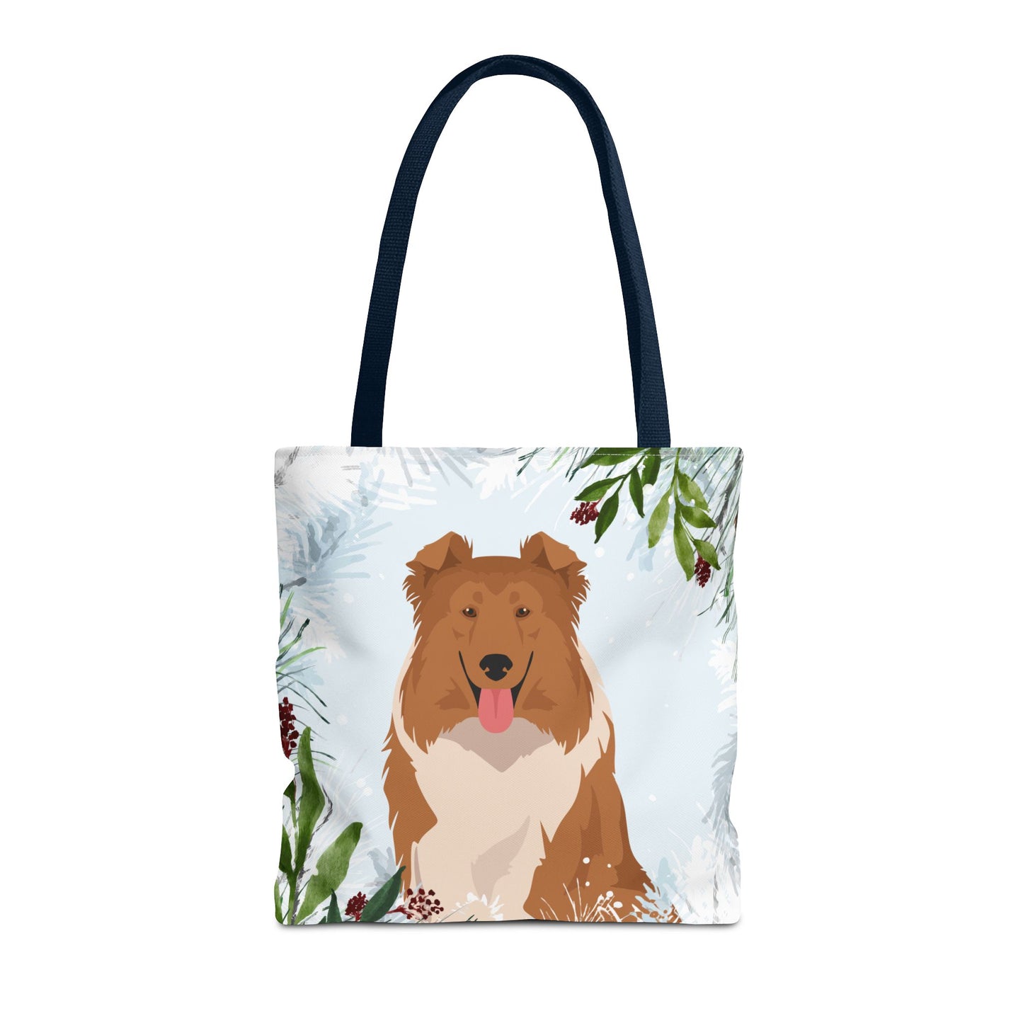 Collie Dog Christmas Holiday Tote Bag 16x16