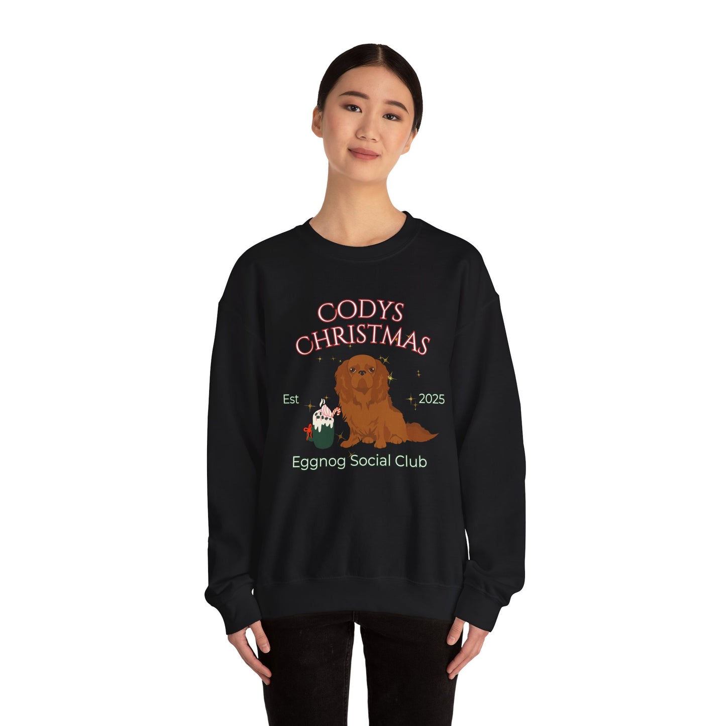 English Toy Spaniel Dog Christmas Social Club Unisex Heavy Blend Crewneck Sweatshirt Custom Name