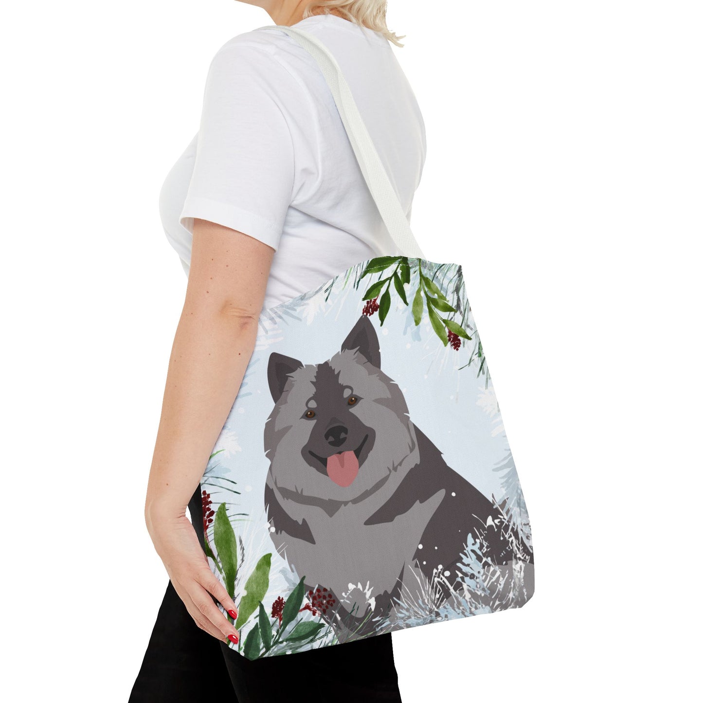 Keeshond Dog Christmas Holiday Tote Bag 16x16