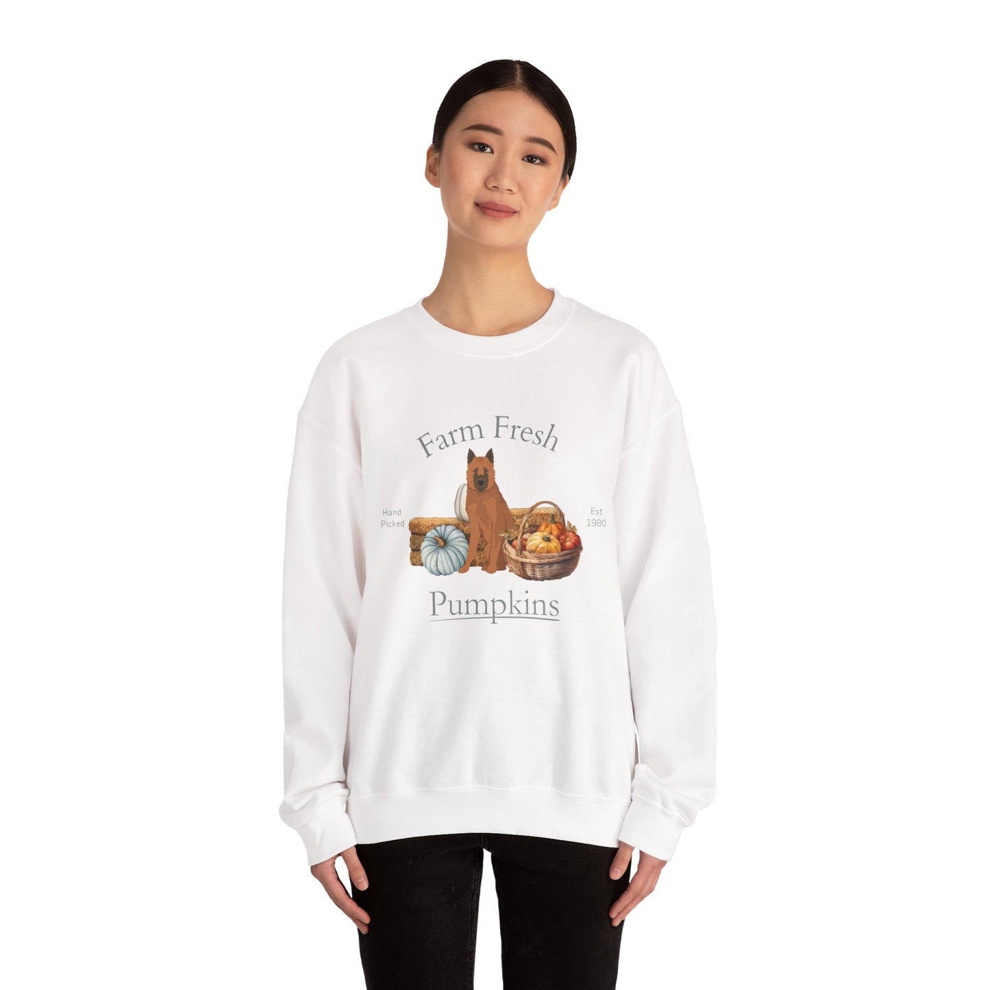 Belgian Laekenois Dog Fall Farm Fresh Unisex Heavy Blend Crewneck Sweatshirt