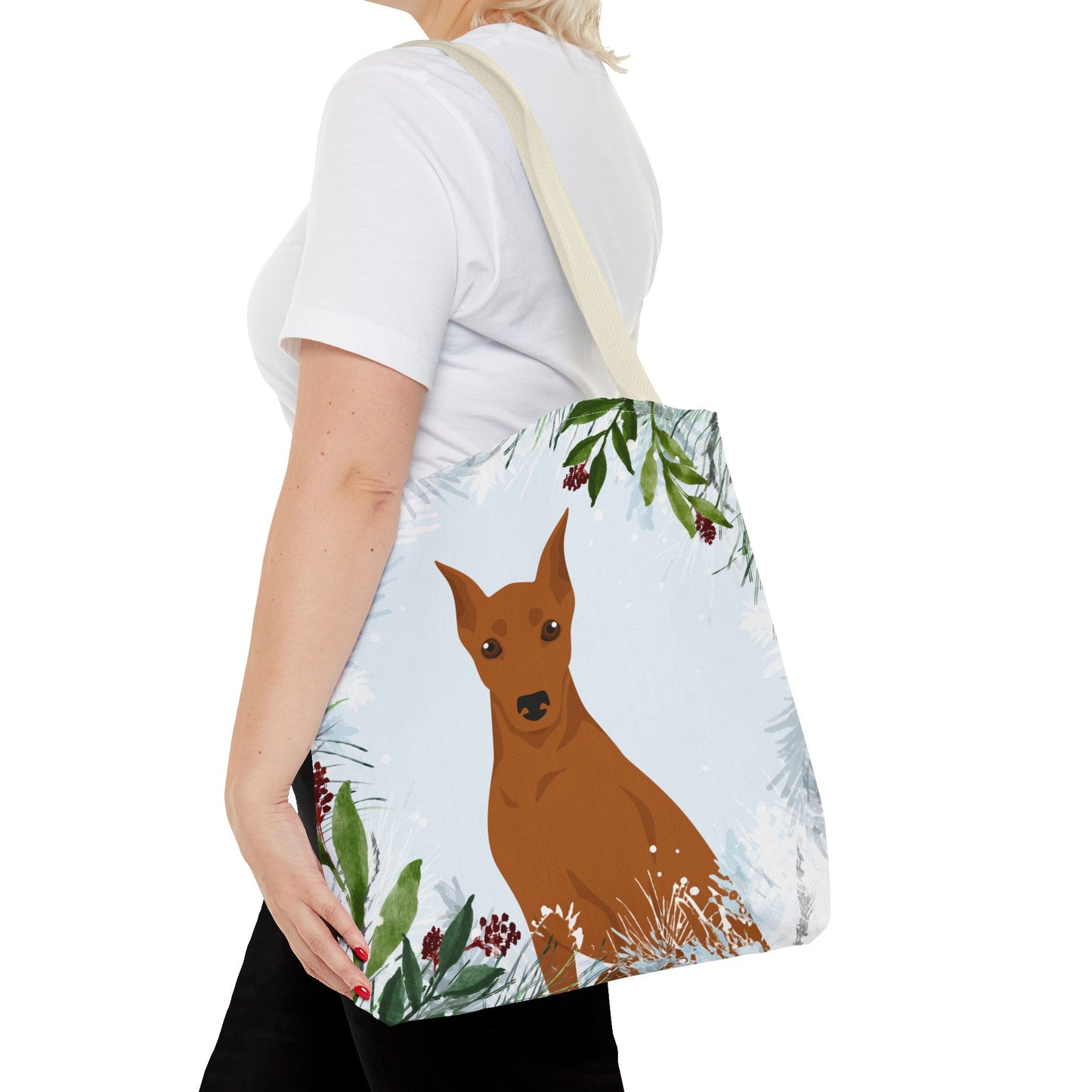 German Pinscher Dog Christmas Holiday Tote Bag 16x16