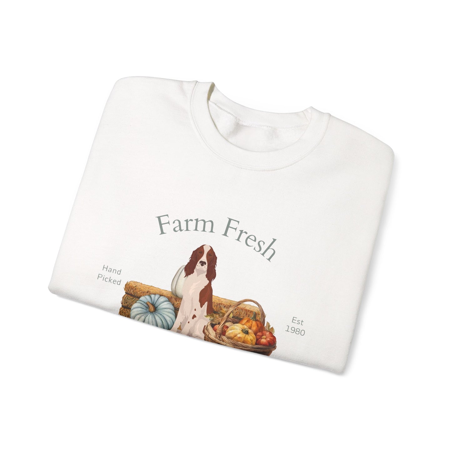 Irish Red and White Setter Dog Fall Farm Fresh Unisex Heavy Blend Crewneck Sweatshirt