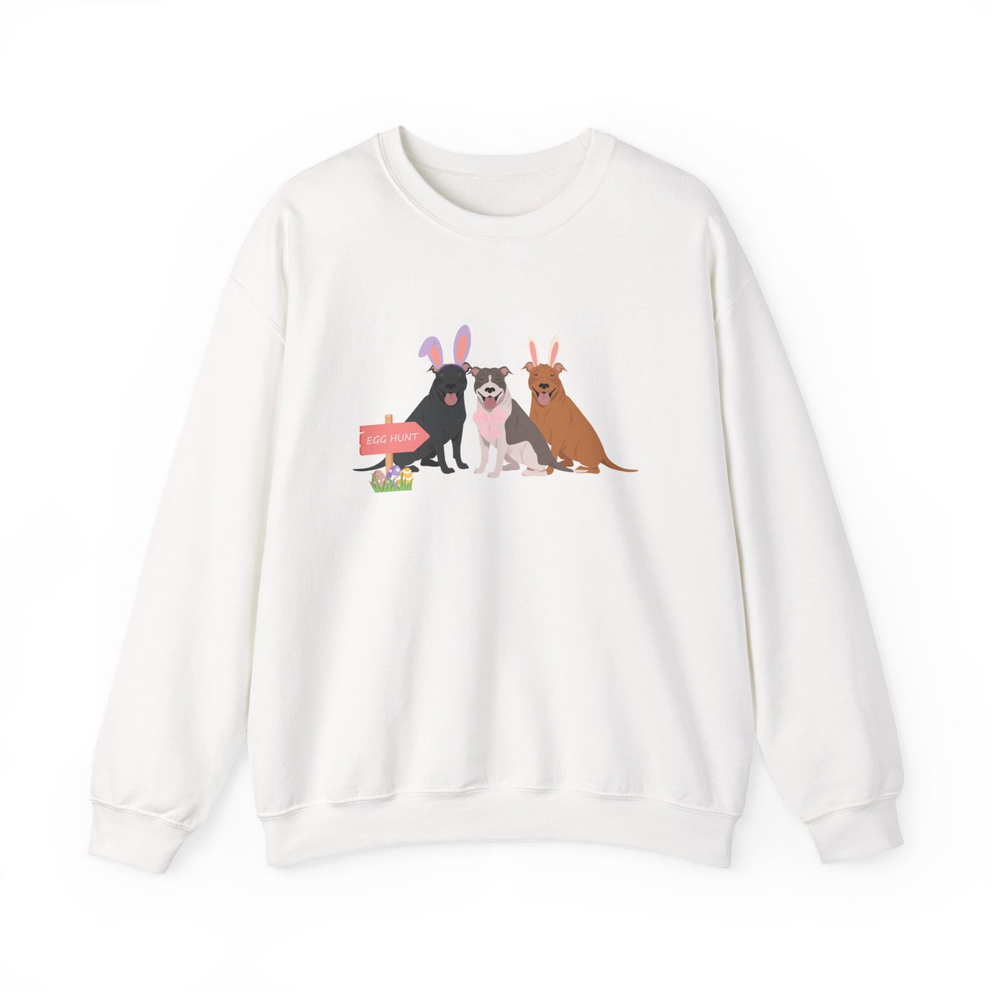 Pit Bull Dog Easter Unisex Heavy Blend Crewneck Sweatshirt, easter, Cute Dog Mom Gift