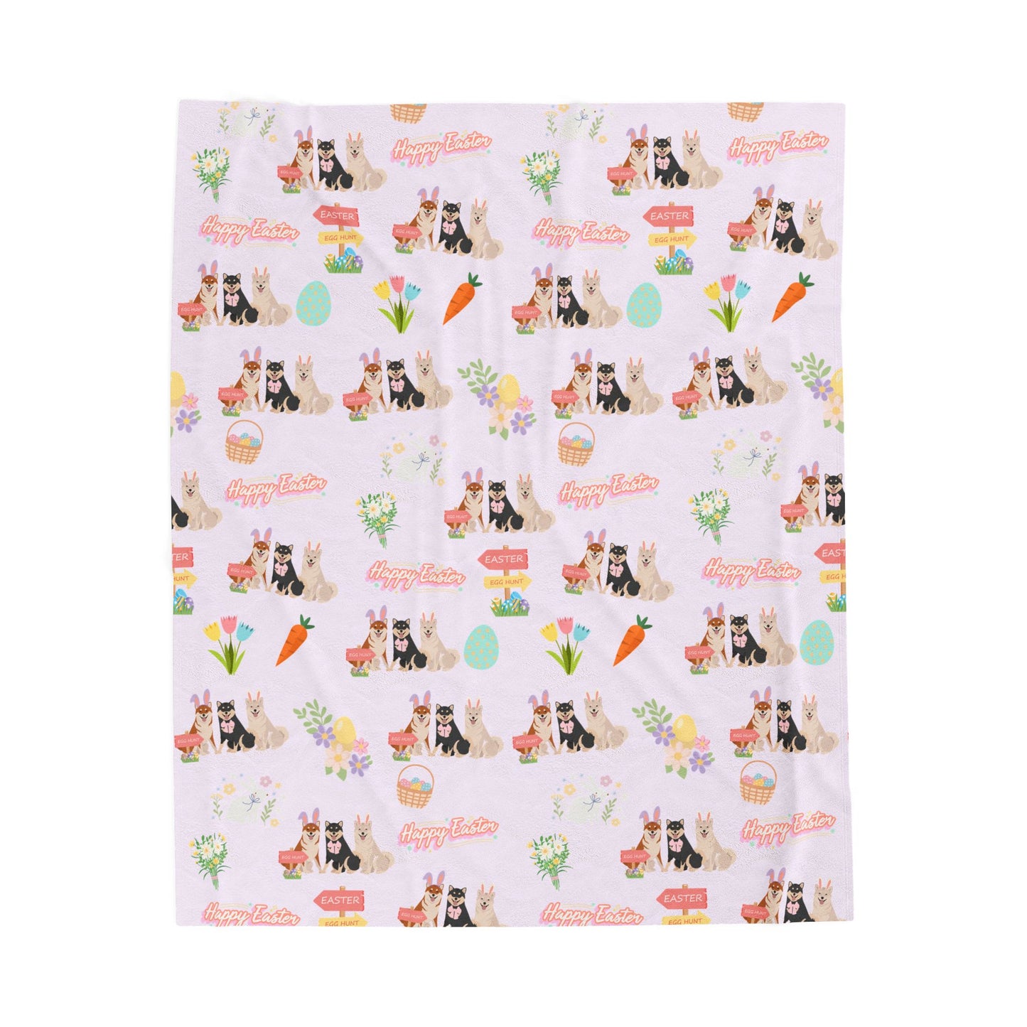 Shiba Inu Dog Easter Velveteen Plush Blanket