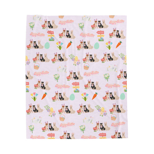 Shiba Inu Dog Easter Velveteen Plush Blanket