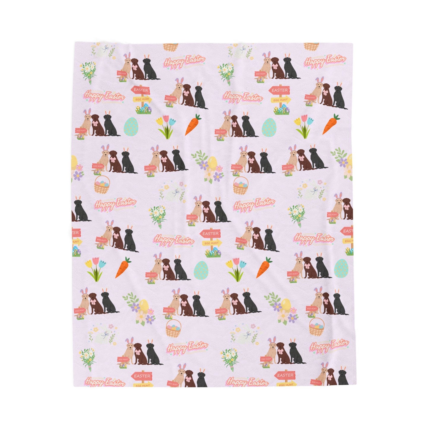 Labrador Retriever Dog Easter Velveteen Plush Blanket