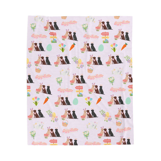 Labrador Retriever Dog Easter Velveteen Plush Blanket