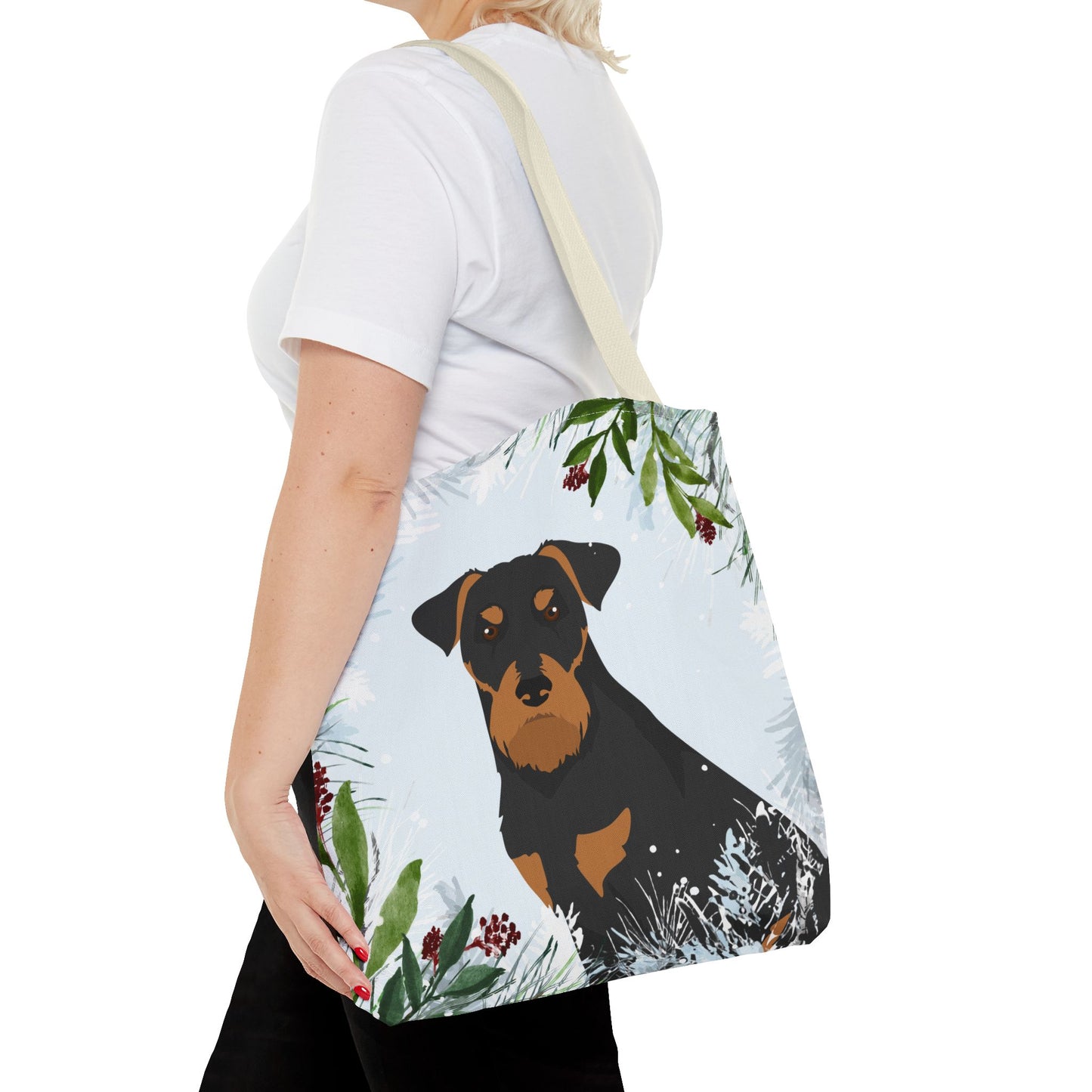 Jagdterrier Dog Christmas Holiday Tote Bag 16x16